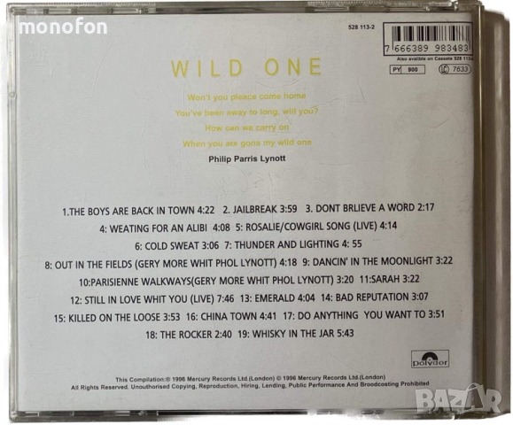 Thin Lizzy - Wild one, снимка 2 - CD дискове - 44979716