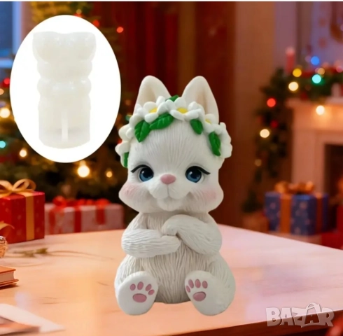 Молд зайче с венец от маргаритки , снимка 2 - Форми - 52946666