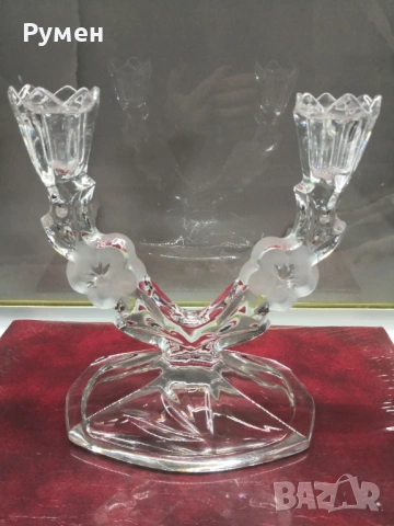 Винтидж кристален свещник , снимка 2 - Декорация за дома - 54234209