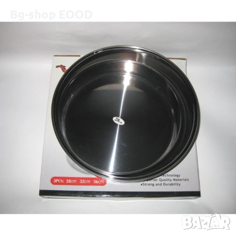 Комплект 3 кръгли тави за печене 28/32/36 см, дълбоки, снимка 6 - Съдове за готвене - 53943252
