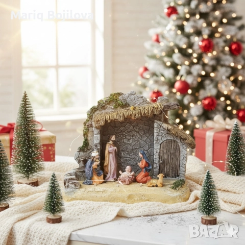 Коледна украса „Рождество Христово“ – готова настолна композиция, снимка 5 - Декорация за дома - 52056177
