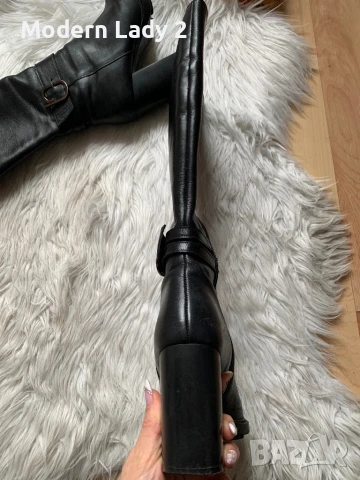 Кожени ботуши с дебел ток, снимка 4 - Дамски ботуши - 50999925