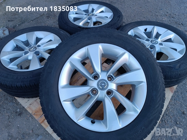 Лети джанти 15ки 4х100 Opel + летни гуми 185/65/15 Continental