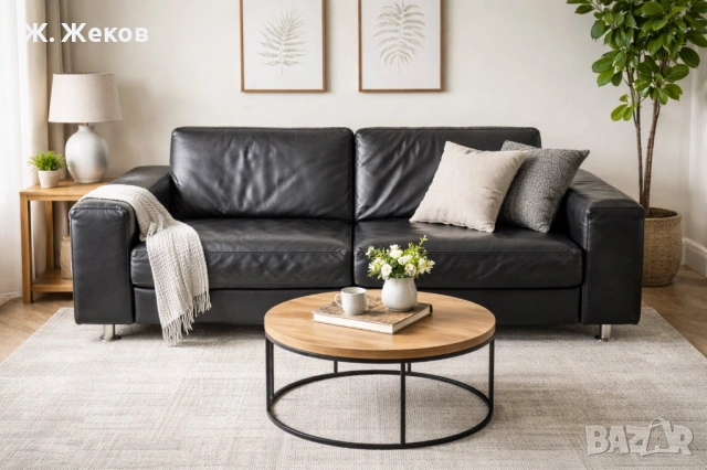 Стилен кожен черен картон