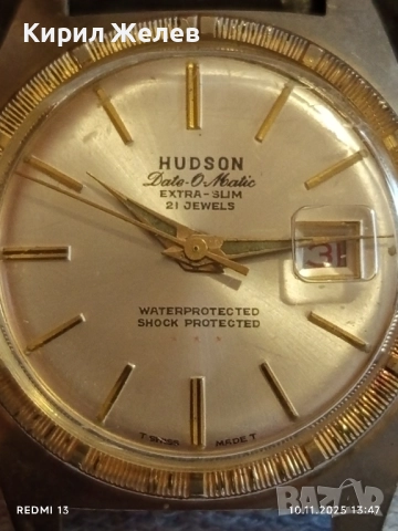 Стар механичен часовник мъжки HUDSON позлатен работи иска почистване 51439, снимка 6 - Антикварни и старинни предмети - 52362494