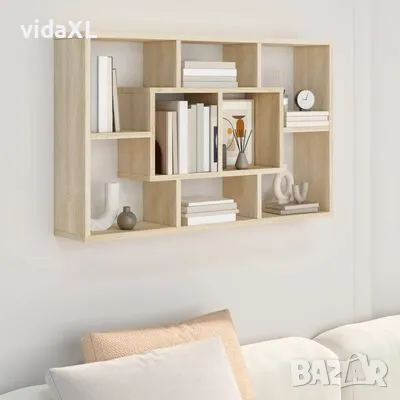 vidaXL Стенен рафт, дъб сонома, 85x16x52,5 см, инженерно дърво（SKU:801421）, снимка 2 - Други - 48665559