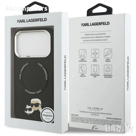 Оригинален кейс Karl Lagerfeld Karl and Choupette Pins MagSafe и Протектор За iPhone 17 Pro Max (6.9, снимка 5 - Калъфи, кейсове - 52210903