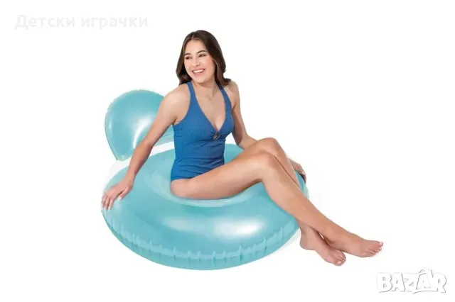 Надуваемо кресло Pillow-Back Intex, 137 х 122 см, PVC, с облегалка, син/розов