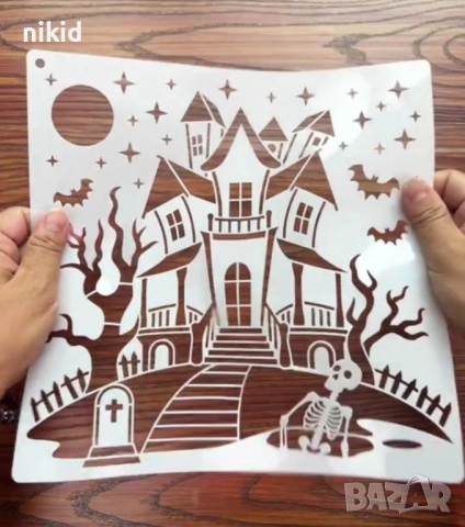6 бр Хелоуин Halloween стенсил шаблок украса scrapbooking, снимка 7 - Други - 51685929