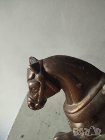 Месингова статуетка-кон с каруца, снимка 6 - Други ценни предмети - 46361057