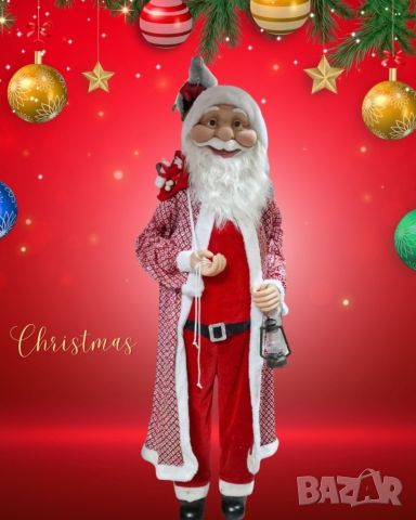 Голям декоративен Дядо Коледа с лампа, снимка 2 - Декорация за дома - 46436515