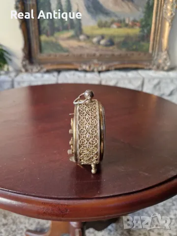 Прекрасен антикварен колекционерски немски бронзов будилник Blessing , снимка 4 - Антикварни и старинни предмети - 50308574