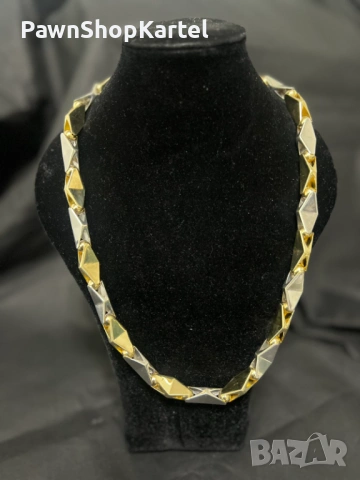 Златен синджир от бяло и жълто злато – масивен модел, снимка 2 - Колиета, медальони, синджири - 53401888