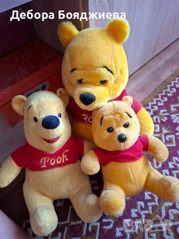 Комплект 3 плюшени мечета Мечо Пух – запазени, снимка 1