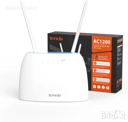 Tenda 4G09 рутер AC1200 4G+Cat6 мобилен Wi-Fi рутер двулентов, 4G/3G мрежов SIM слот отключен, снимка 1 - Рутери - 48592374