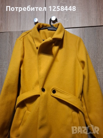 Дамско дълго жълто палто, снимка 3 - Палта, манта - 53329219