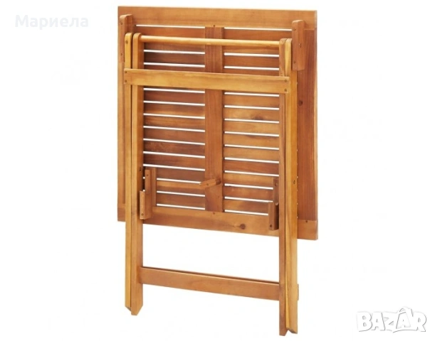 Сгъваема градинска маса, 70x70x75 см, акация масив, снимка 4 - Градински мебели, декорация  - 52248102