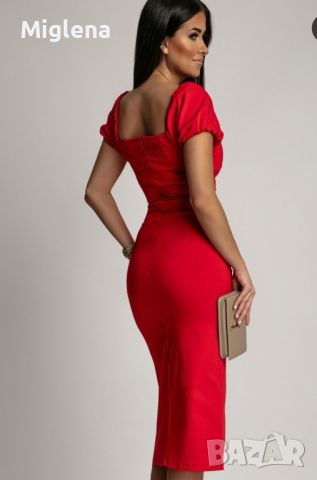 Елегантна рокля в червено , снимка 2 - Рокли - 45879805
