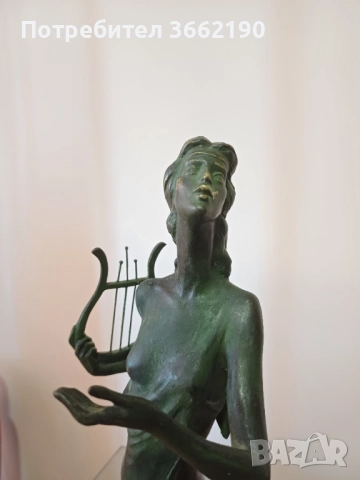Бронзова жена с арфа, снимка 2 - Статуетки - 52515268