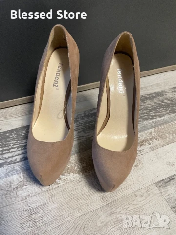 Велурени обувки с ток, снимка 2 - Дамски обувки на ток - 50635005