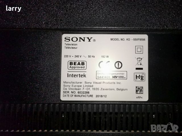 Телевизор Sony KD-55XF8596 55" на части, снимка 1 - Части и Платки - 46057289