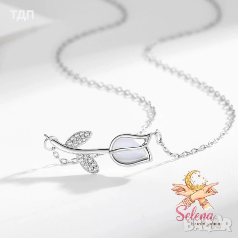 Колие от медицинска стомана "Нежно лале" 🌷, снимка 7 - Колиета, медальони, синджири - 53816635