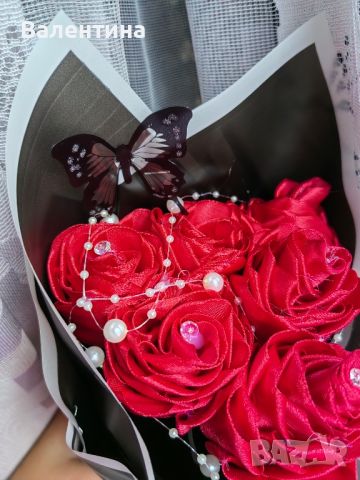 Вечни букети със сатенени рози, снимка 5 - Изкуствени цветя - 45935077