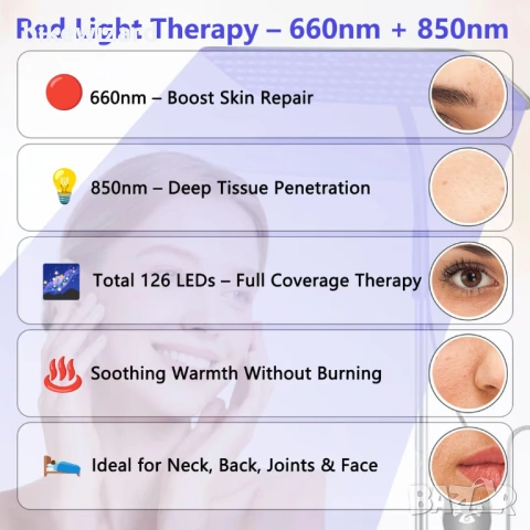 Преносима лампа за тен 50W с прибираща се основа – за лице и тяло НОВА, снимка 3 - Други - 53639439