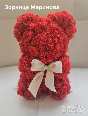 Мече от рози, 20 см, снимка 4 - Други - 52130727