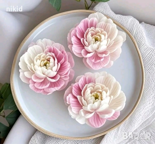 3D Божур Карамфил цвете дълбоко силиконов молд форма фондан шоколад смола гипс свещ, снимка 3 - Форми - 54176152