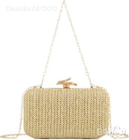 Елегантна Дамска чанта ратан с верижка, снимка 3 - Чанти - 53527649