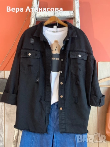 🍒 Връхна дънкова риза с накъсан ефект🔝