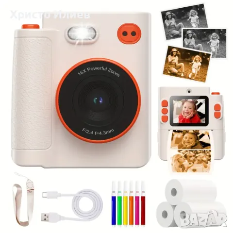 Нова Креативна детска камера Фотоапарат 48MP с термален печат и аксесоари, снимка 5 - Фотоапарати - 50265040