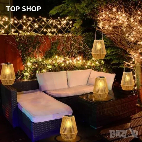 Нови 2 броя Винтидж соларни фенери за градина Декоративни светлини, снимка 8 - Декорация за дома - 49945081