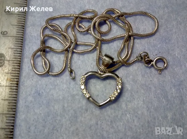 СКЪПОЦЕНЕН БЕЛ ЕПОК СТИЛ СРЕБЪРЕН ПЕНДАНТ СЪРЧИЦЕ РОДИРАНО СРЕБРО с ЦИРКОНИ и СРЕБЪРНА ВЕРИЖКА 49543, снимка 6 - Колиета, медальони, синджири - 50335161