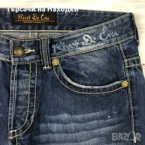 $138 Мъжки дънки Rivet De Cru Men's 32x33 Straight Leg Jeans Distressed, снимка 4 - Дънки - 50835060
