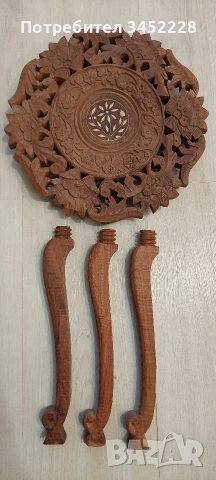 Дърворезба масичка малка за ценители височина 34см , снимка 5 - Декорация за дома - 54015634