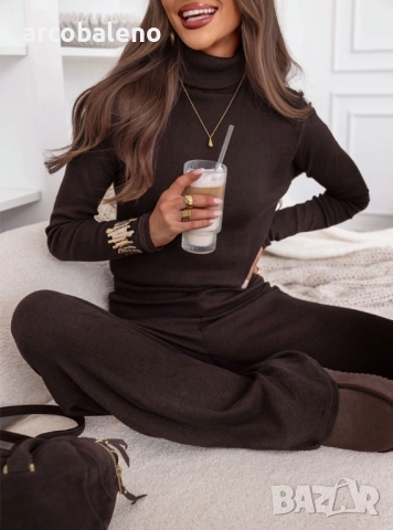 Дамски комплект от две части от блуза с поло яка и широки панталони Kimbree, 4цвята , снимка 4 - Комплекти - 52250902