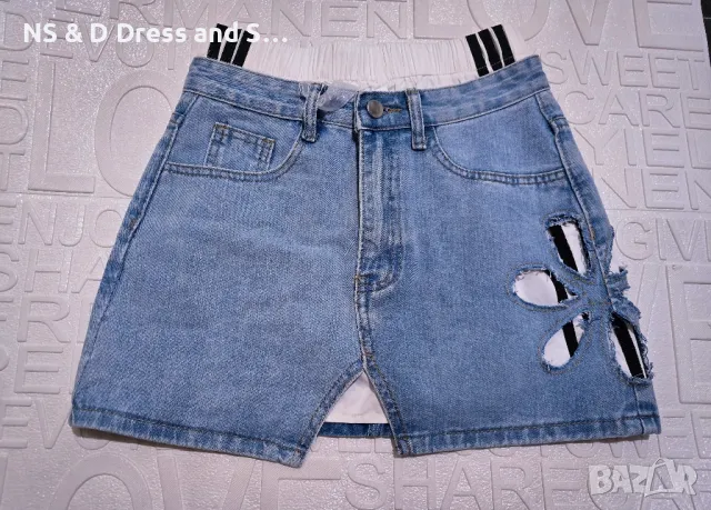 Дамска къса дънкова пола атрактивен модел , снимка 4 - Поли - 50073704