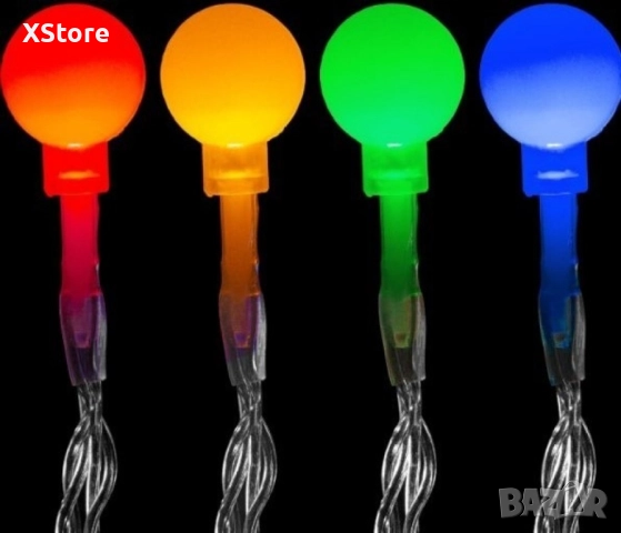 Светещи коледни LED лампички със звездички с щепсел., снимка 4 - Лед осветление - 52440105