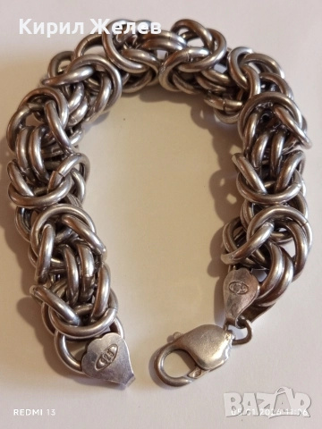 Масивна сребърна гривна Кралска плетка майсторска ръчна изработка 50772, снимка 6 - Гривни - 52984918