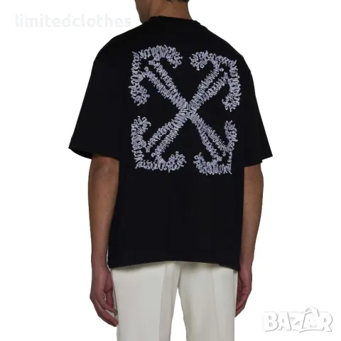 OFF-WHITE c/o VIRGIL ABLOH Black Tattoo Arrow Embroidered Logo Мъжка Тениска size L, снимка 1 - Тениски - 46985960