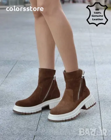 Равни боти - кафяв ЕСТЕСТВЕН велур - 36700, снимка 2 - Дамски боти - 49645146