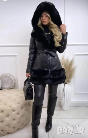 кожено яке с пух , снимка 4 - Якета - 51737743
