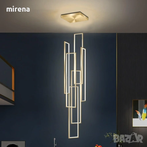 Модерна LED ЛЕД висяща лампа, геометрична полилей таванна стълби
