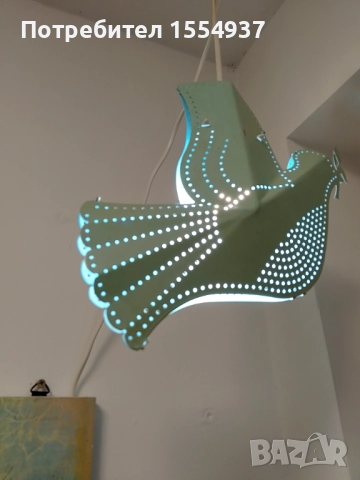 Лампа метална птиче синьо, снимка 2 - Лампи за таван - 52827477