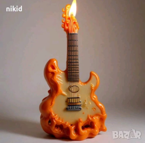 Огнена китара силиконов молд форма фондан шоколад гипс свещ музика, снимка 4 - Форми - 51086877