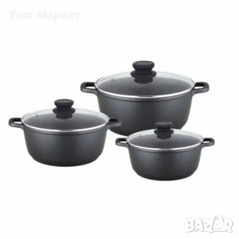 Гранитен комплект касероли Lexical ECO SMART SERIES – 6 части 24/26/30 см, снимка 4 - Съдове за готвене - 49942087