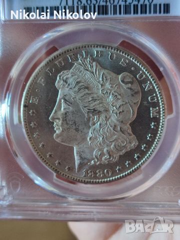 1$ Морган долар 1880-S САЩ (сребро) PCGS MS 63, снимка 4 - Нумизматика и бонистика - 46430278