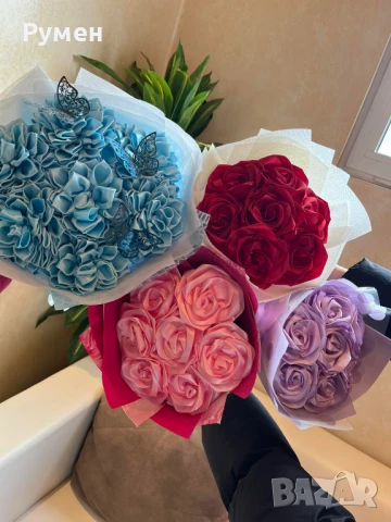 Букети от вечни рози (сатенени рози)., снимка 10 - Подаръци за жени - 46401681